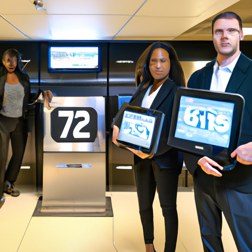 The image would feature a group of diverse individuals standing in front of a large digital clock. The clock shows a countdown of 12-18 months. The individuals are dressed in professional attire and are holding different technology devices, representing various tech companies. They appear determined and engaged in discussions, expressing a sense of urgency and focused determination.