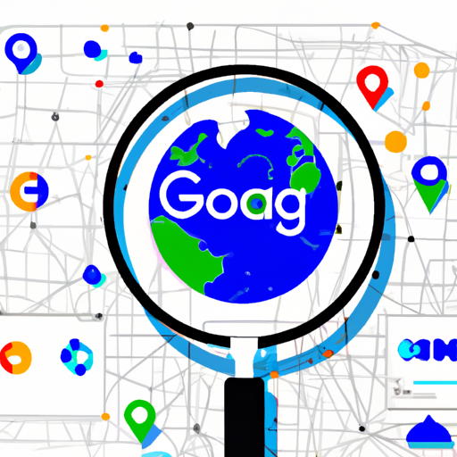 The image would likely display the Google Maps logo and a magnifying glass, symbolizing search, with subtle hints of artificial intelligence. The magnifying glass could be partially transforming into a robotic shape, blending the concept of search and AI. The overall image would depict the merging of Google Maps and search capabilities through the power of AI.