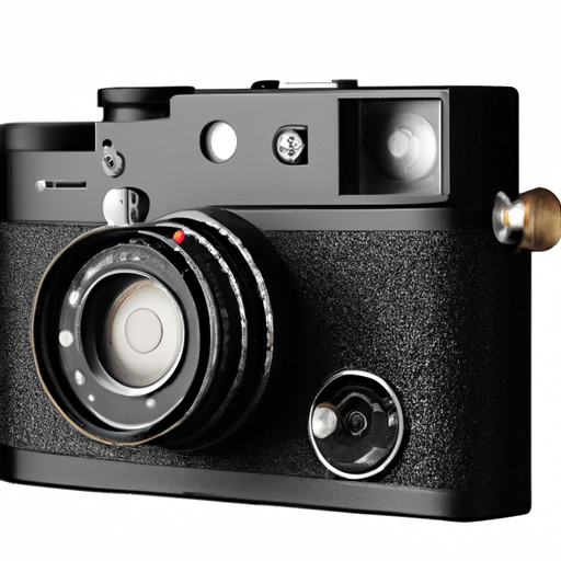 The image would show a sleek, classic-looking camera, most likely black in color. It would have manual controls and a vintage design, exuding elegance and timelessness. There could be a subtle symbol or indication indicating the camera's resistance to AI, perhaps a crossed-out AI logo or a "No AI" sign on the camera body.