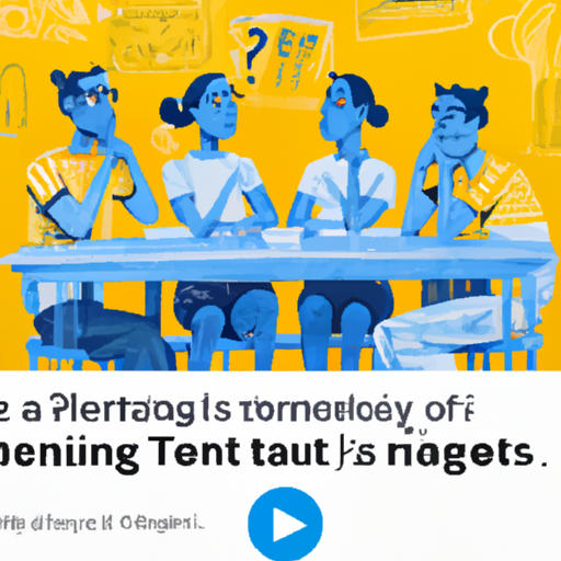 The image would depict a group of perplexed Gannett staff members huddled together, staring at a computer screen displaying product reviews. One person might be pointing at the screen, while others wear expressions of confusion and intrigue. The atmosphere is filled with curiosity and uncertainty, as the question of whether their co-worker is an AI remains unanswered.