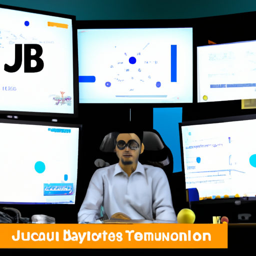 The image would show a professional-looking person, possibly wearing glasses, sitting at a desk with multiple computer screens and technical equipment. They would be dressed in formal attire, conveying their role as the new Chief Technology Officer (CTO) of Byju's. The person would appear focused and engaged, ready to take on their new responsibilities following the departure of the previous CTO.